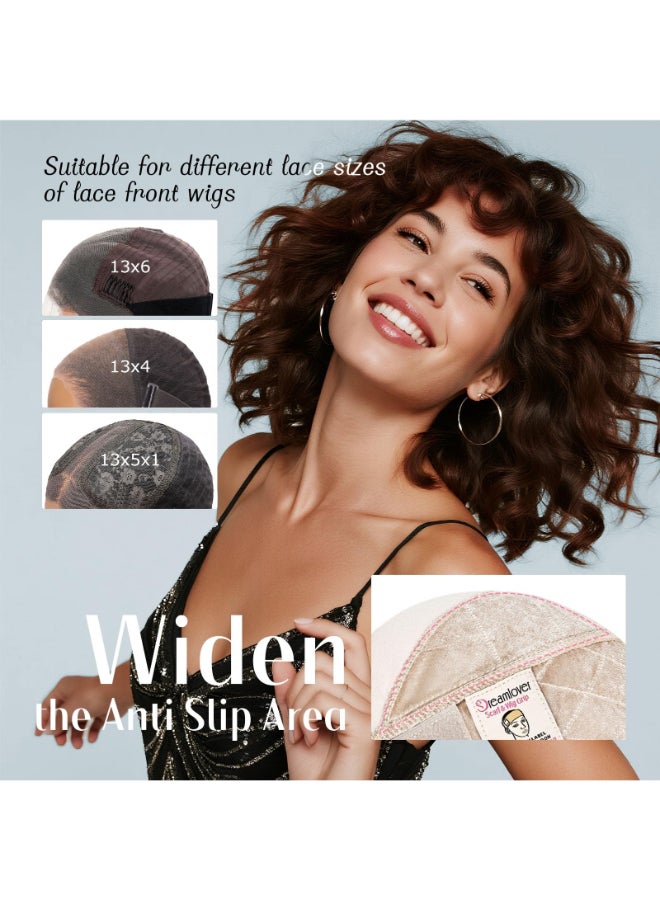 Dreamlover Wide Wig Grip Cap for Glueless Wigs 2in1 Non Slip Wig Caps with Velvet Wig Grip Band for Women Nude 1 Piece - Image 4