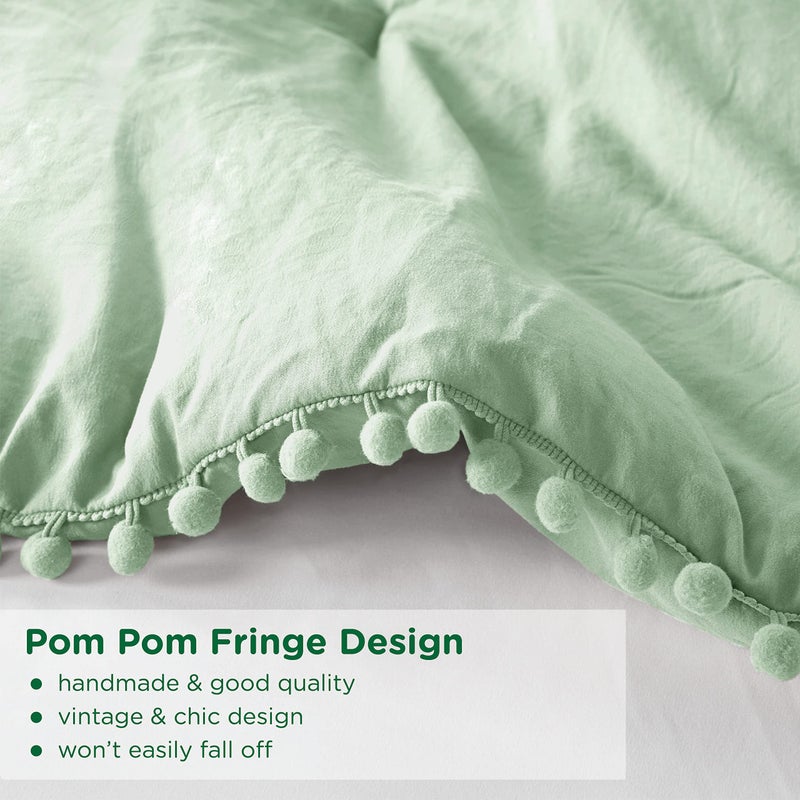 كودي Codi Sage Green Boho Twin Comforter مجموعة جمالية بوم فاخرة تصميم Freing Bedding لطيف ناعم غسول الألياف مجموعات خفيفة الوزن أنيقة 1 المعزي و 1 وسادة (68 × 90 بوصة) - Image 4