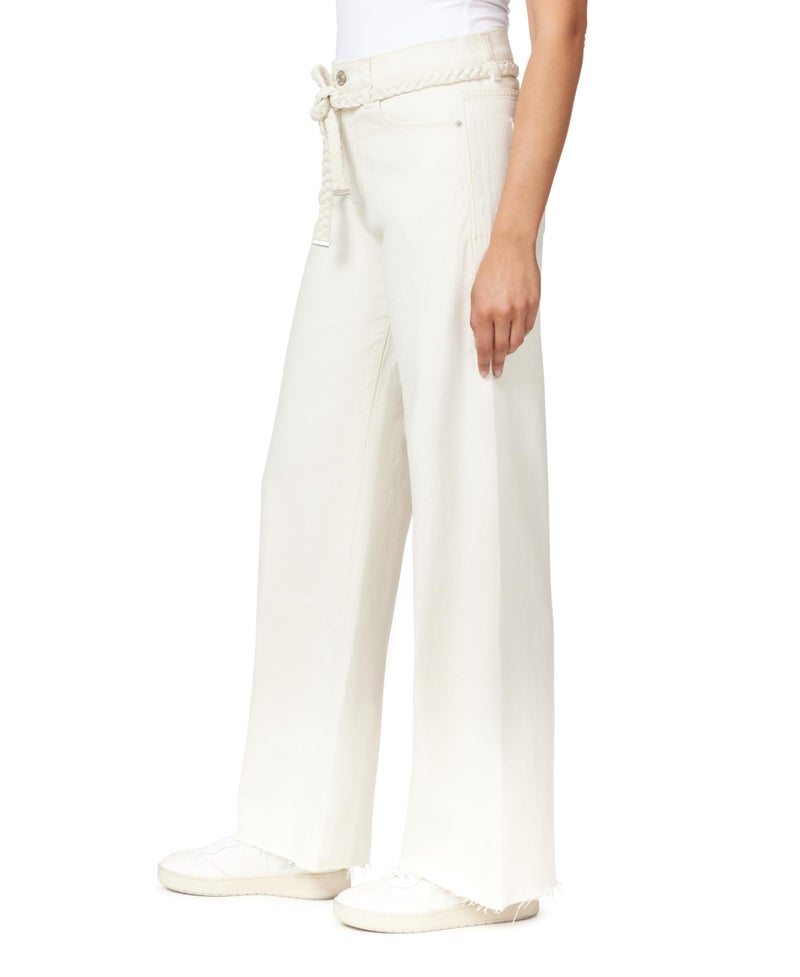 kensie Jeans for Women The Carla Retro Luxe High-Rise Belted Wide Leg 32-inch Inseam, Natural, 8 - Image 2