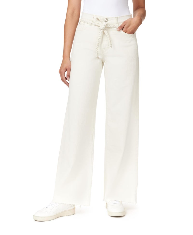 kensie Jeans for Women The Carla Retro Luxe High-Rise Belted Wide Leg 32-inch Inseam, Natural, 8 - Image 1
