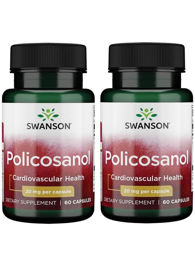 SWANSON Policosanol Supplement Helps Support Cardiovascular Health All Natural Formula Aids Good Heart Health & Function Helps Maintain Healthy Cholesterol Levels (60 Capsules 20Mg Each) 2 Pack - Image 1