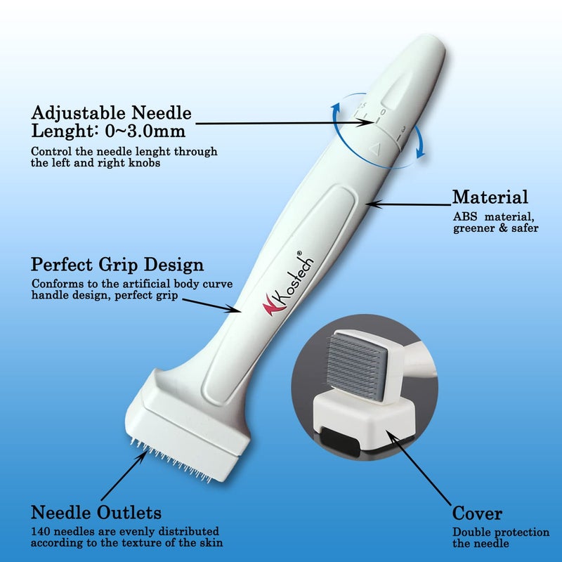 Kostech Derma Stamp 140 Adjustable MicroNeedling Derma Stamp Pen Titanium Needles I Needle length from 0 mm 3 mm for Skin Care AntiStretch Marks Skin rejuvenation Pack Of 1 - Image 3