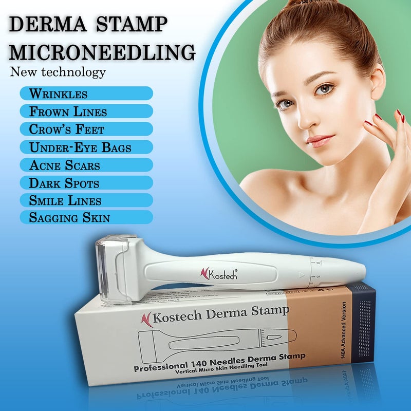Kostech Derma Stamp 140 Adjustable MicroNeedling Derma Stamp Pen Titanium Needles I Needle length from 0 mm 3 mm for Skin Care AntiStretch Marks Skin rejuvenation Pack Of 1 - Image 4