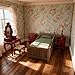 Cutemini Dollhouse Miniature Bed with Drawer 112 Wooden Furniture European Bedroom Bedding Furniture Accessories with Pillow Mattresses Vintage Floral Fabric Mini House Decoration Brown - Image 4