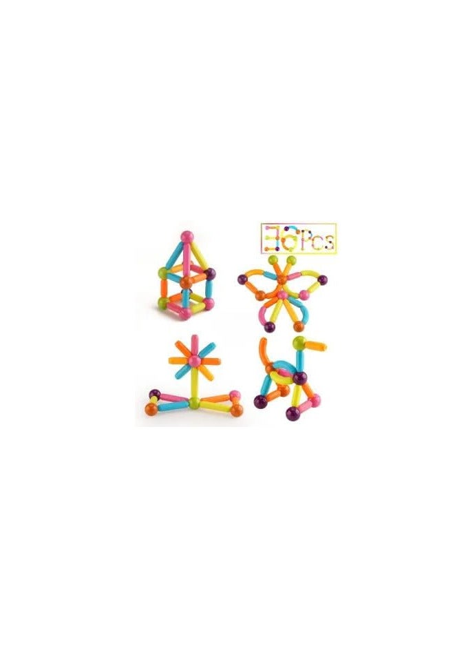 عصا مغناطيسية، مجموعة كرات وقضبان مغناطيسية، مكعبات بناء العصي، مكعبات مغناطيسية، ألعاب مغناطيسية تكديس STEM ألعاب تعليمية مغناطيسية للأطفال الأولاد والبنات (36 قطعة) - Image 3