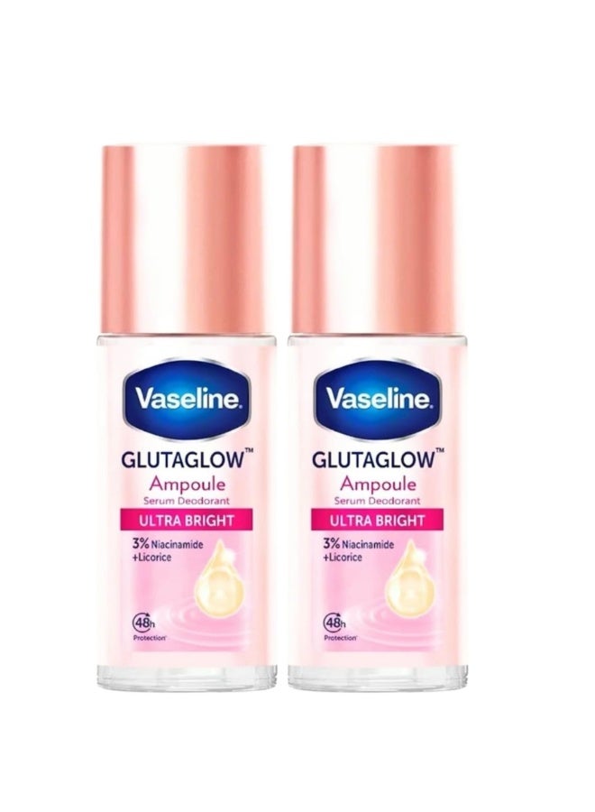 Vaseline Gluta Glow Ultra Bright 45ml Deodorant Ampoule for skin lightening and sweat reduction with a refreshing scent (2 pieces) - Image 1