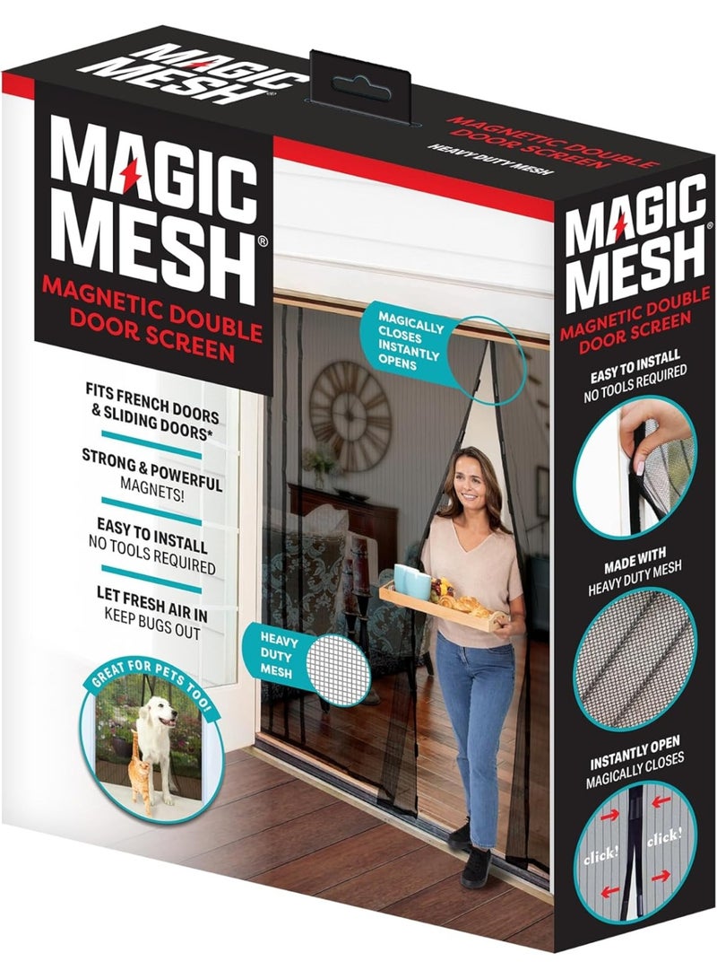 ماجيك ميش باب شبكي مغناطيسي مزدوج ماجيك ميش – ستارة باب ضد الحشرات تُغلق تلقائيًا بدون استخدام اليدين، مناسبة للأبواب الزجاجية والفرنسية والبلكونات بمقاس 19.5 × 83 بوصة | شبكة متينة مقاومة للحشرات وصديقة للأطفال والحيوانات الأليفة وسهلة التركيب - Image 2
