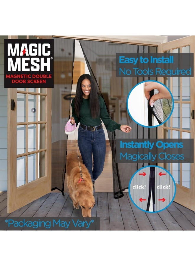 ماجيك ميش باب شبكي مغناطيسي مزدوج ماجيك ميش – ستارة باب ضد الحشرات تُغلق تلقائيًا بدون استخدام اليدين، مناسبة للأبواب الزجاجية والفرنسية والبلكونات بمقاس 19.5 × 83 بوصة | شبكة متينة مقاومة للحشرات وصديقة للأطفال والحيوانات الأليفة وسهلة التركيب - Image 4