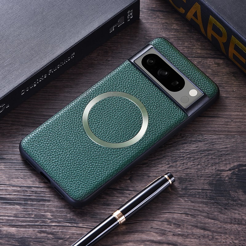 HuHa Protective Cover For Google Pixel 8 Pro CD Magsafe Magnetic Litchi Texture Phone Case(Green) - Image 2