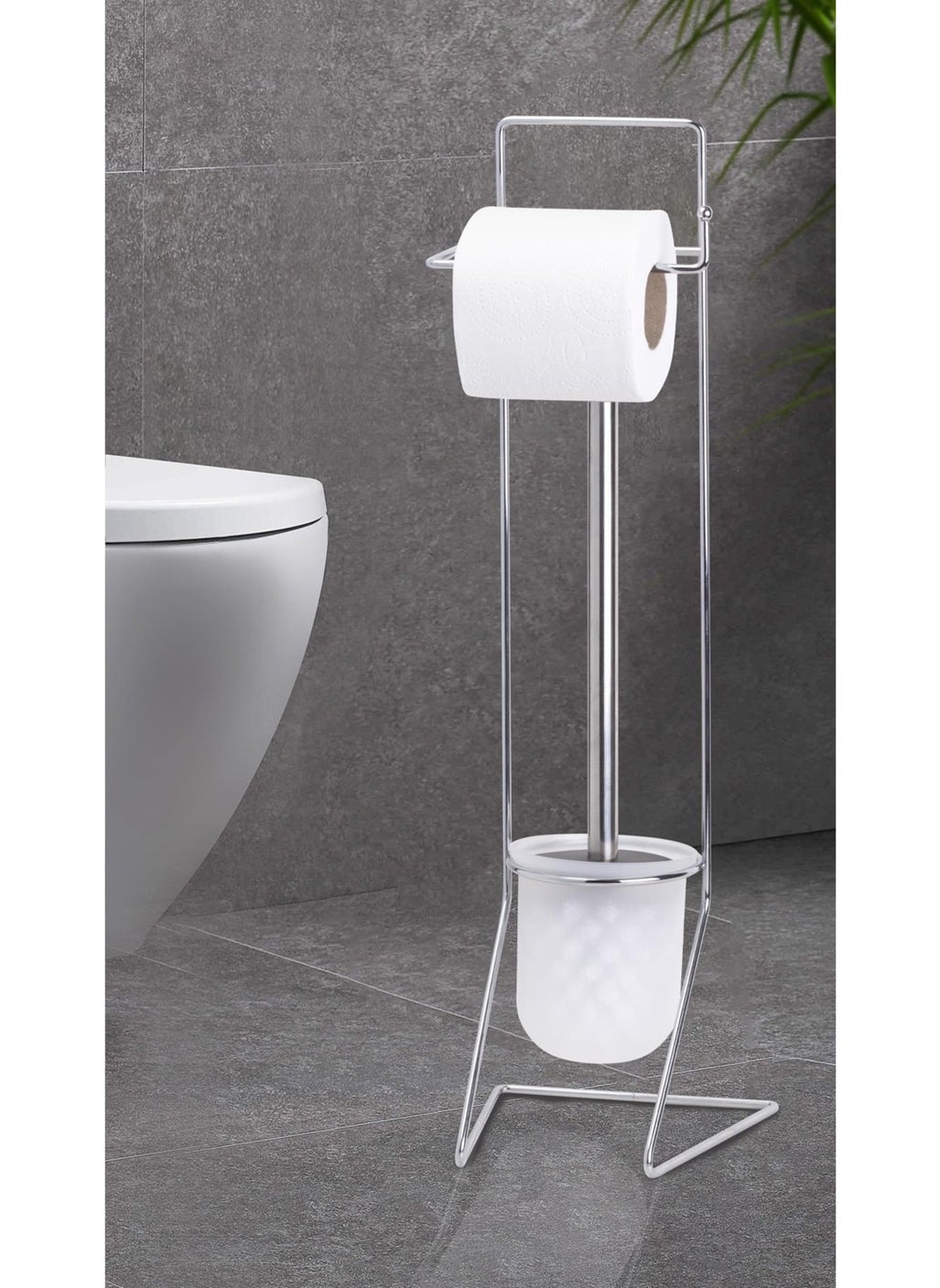 ‎okyanus Home - Ocean Home Chrome Replacement WC Paper Holder and WC Brush Holder AKB-849 - Image 1