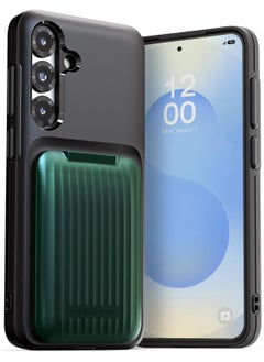 VRS Design D-Wallet Orb Fit for Samsung Galaxy S25 PLUS case cover wallet with Semi Automatic Credit Card Holder Slot [3 Cards] - Metallic Green 