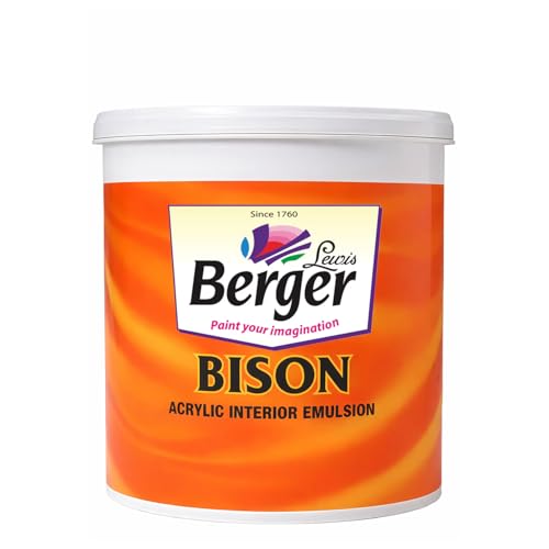 BERGER Bison Interior Emulsion Paint for Walls and Ceilings with Anti-Fading Properties Acrylic Based Washable & Durable Rich Smooth Matt Finish (1Ltr, White) - Image 1