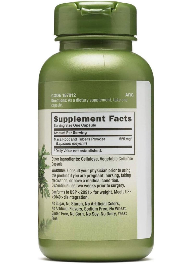 GNC - herbal Plus Maca Root Supplement 525mg  100 Capsules - Image 1
