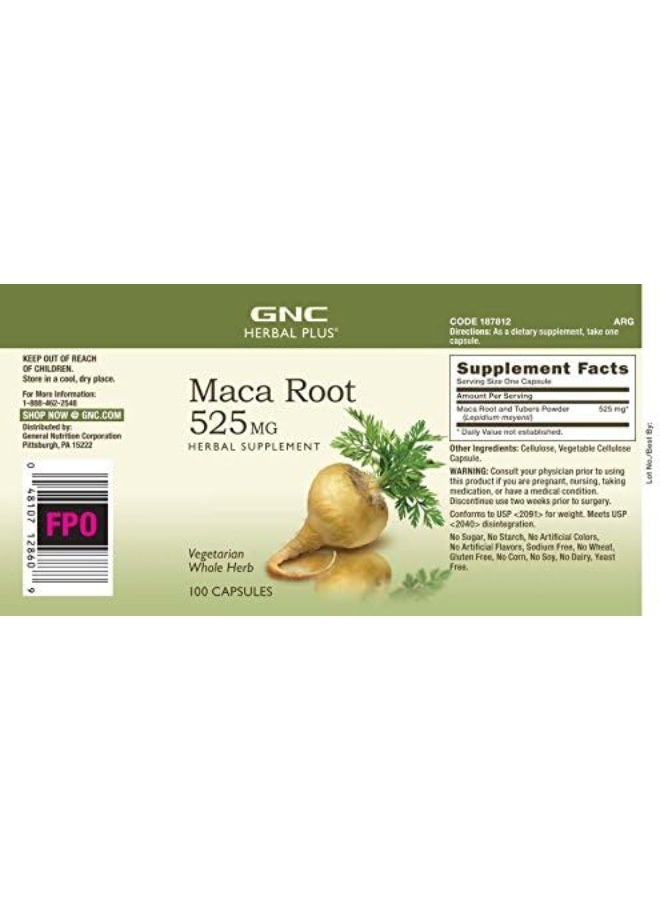 GNC Herbal Plus Maca Root Supplement, 525mg - Image 3
