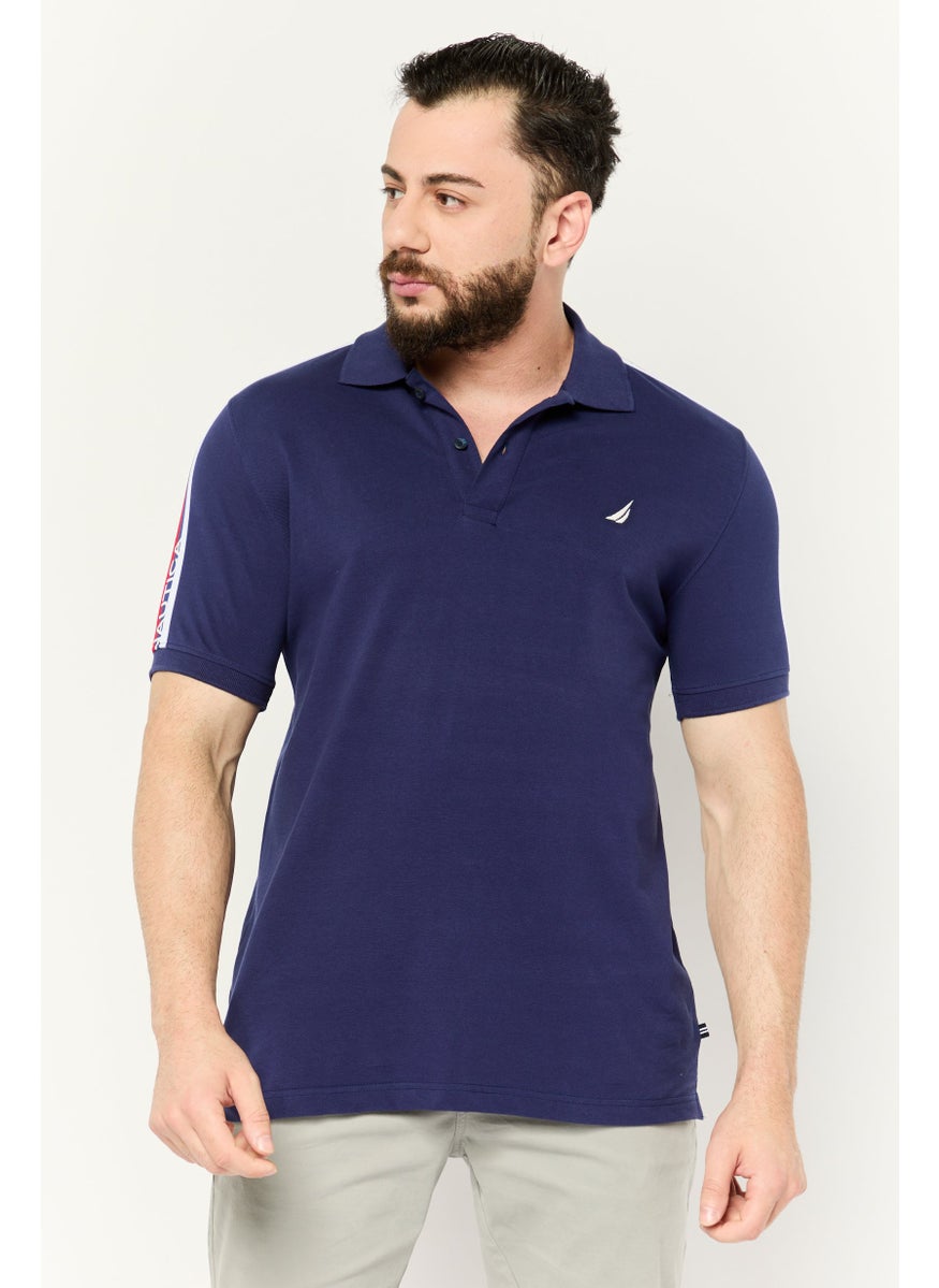 NAUTICA - Men Regular Fit Brand Logo Short Sleeve Polo Shirt, Navy  Blue - Image 1