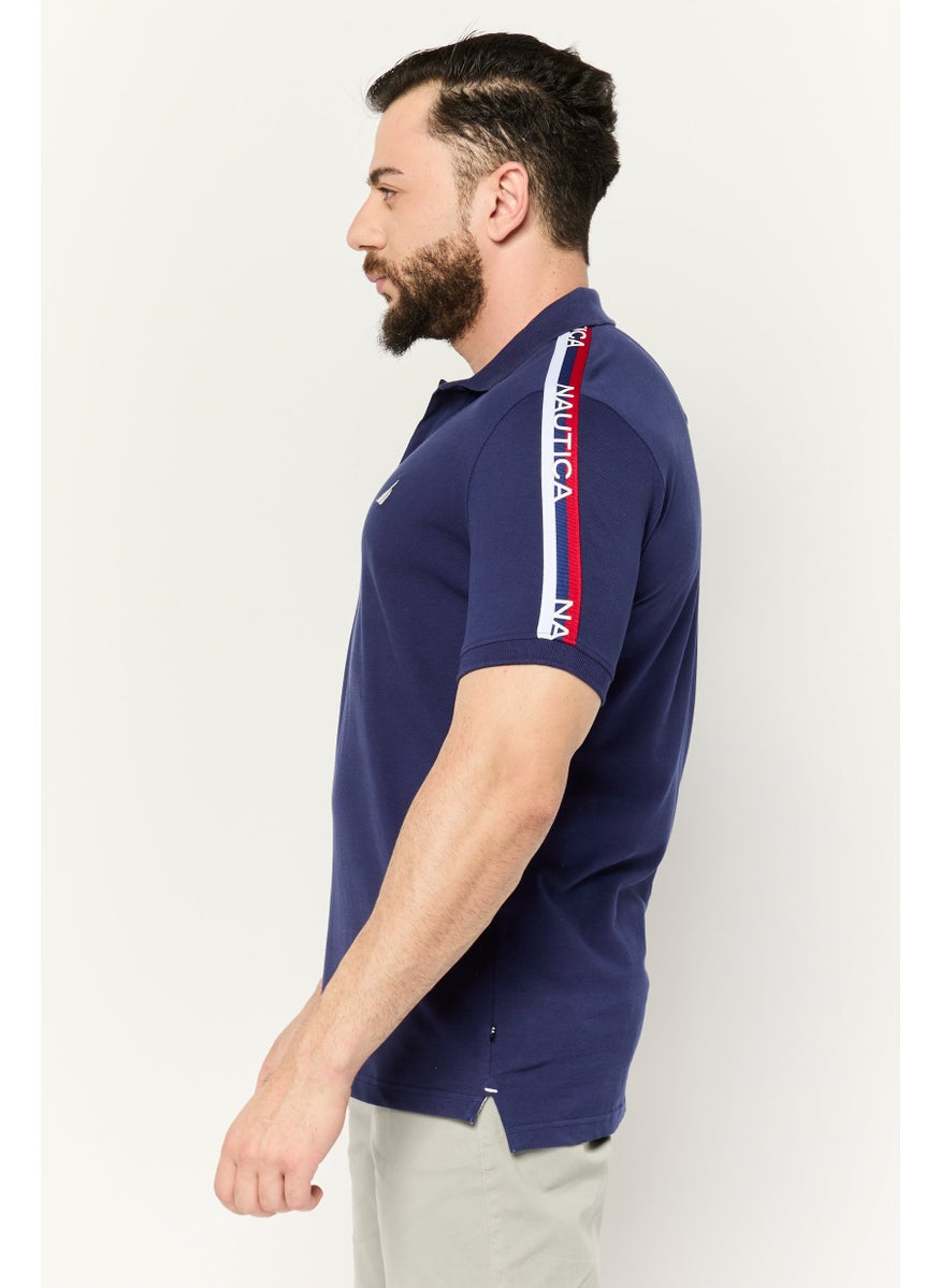 NAUTICA - Men Regular Fit Brand Logo Short Sleeve Polo Shirt, Navy  Blue - Image 1