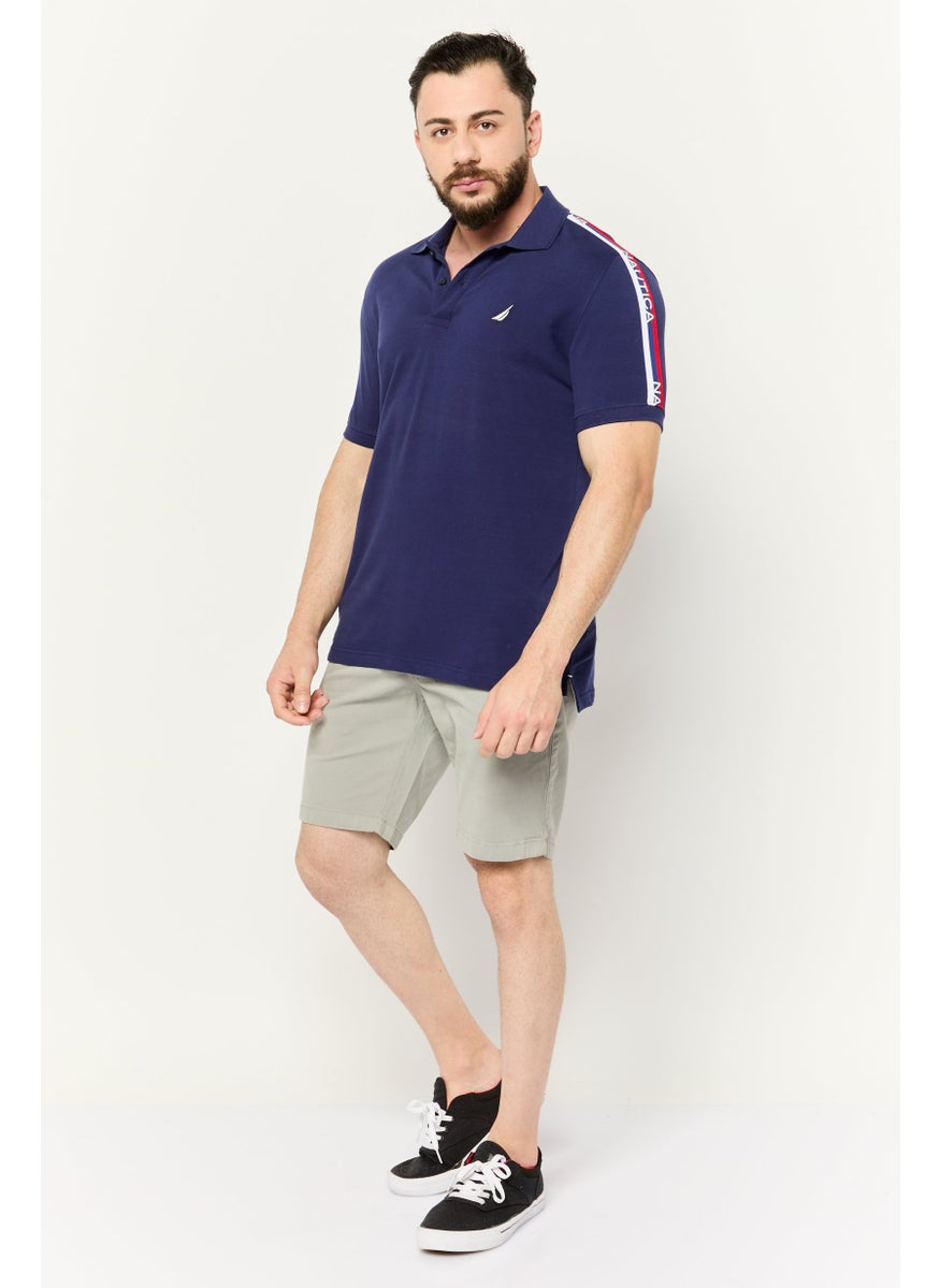 NAUTICA - Men Regular Fit Brand Logo Short Sleeve Polo Shirt, Navy  Blue - Image 1