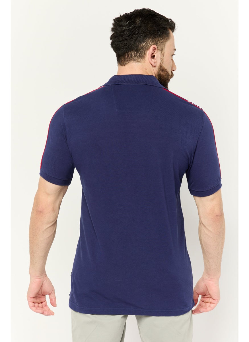 NAUTICA - Men Regular Fit Brand Logo Short Sleeve Polo Shirt, Navy  Blue - Image 1