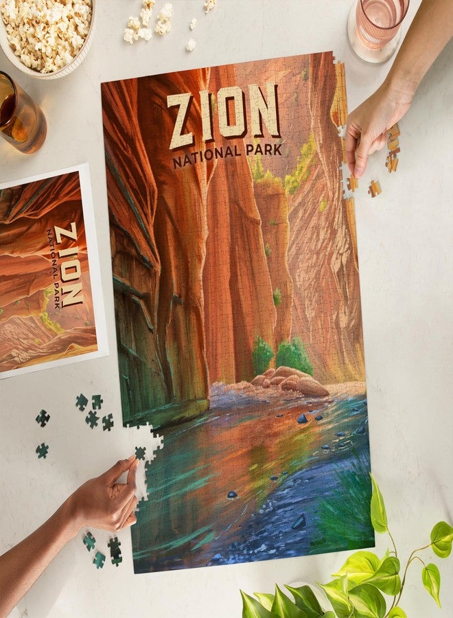Lantern Press “Zion Narrows” 1000-Piece Random Cut Premium Jigsaw Puzzle - Made in USA Adult Puzzle Featuring Zion National Park Oil Painting Art - Gift for Nature Lovers - Image 2