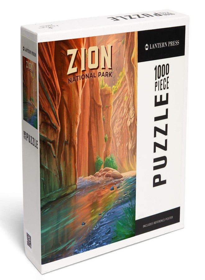 Lantern Press “Zion Narrows” 1000-Piece Random Cut Premium Jigsaw Puzzle - Made in USA Adult Puzzle Featuring Zion National Park Oil Painting Art - Gift for Nature Lovers - Image 1