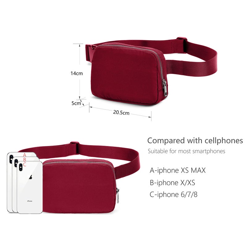 MEISEE Fanny Belt Bag Waist Pack Crossbody Bags Bum Bag for Running Hiking Travel Workout Adjustable Strap for Women-red - Image 4