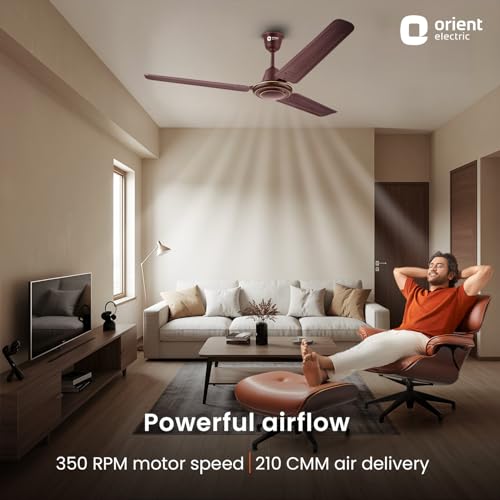 Orient Electric مروحة سقف Orient Electric Apex-FX 1200 مم للمنزل | مروحة موفرة للطاقة بتصنيف BEE نجمة واحدة | مقاومة للصدأ | محرك قوي وفعال | ضمان لمدة 2 سنة من Orient | بني - عبوة من 1 - Image 5