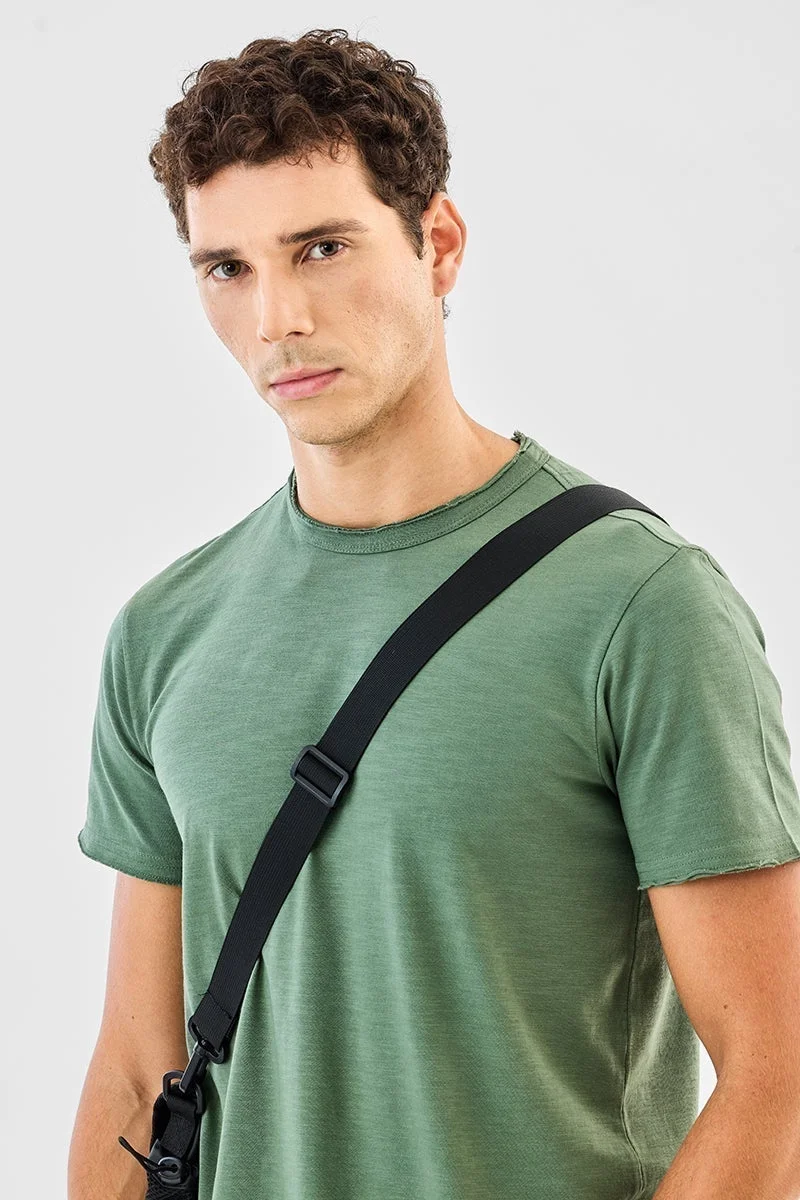 سنيتش تيشيرت قطن % بقصة عادية وحافة خام