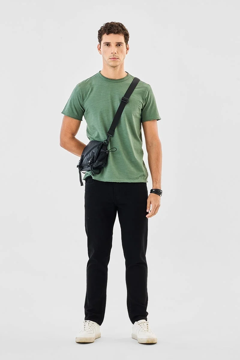 SNITCH Raw Edge 100% Cotton Regular Fit T-Shirt