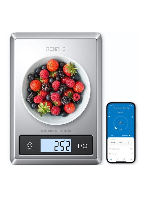 RENPHO Smart Food Scale Digital Kitchen Scale for Food Ounces and Grams Coffee Weight Scale with Nutritional Calculator APP for Keto Macro Calorie Weight Loss Precise Graduation Stainless Steel