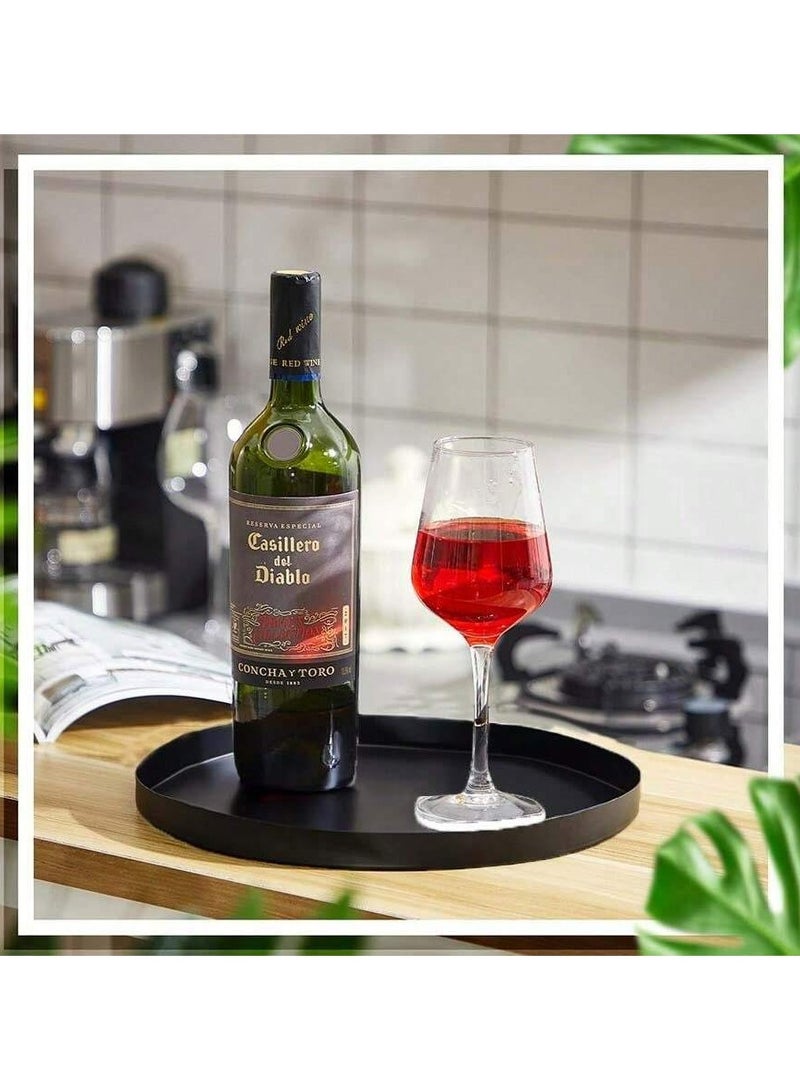 صينية طاولة قهوة معدنية دائرية سوداء مستديرة مقاس 11.8 بوصة صينية معدنية لطاولة القهوة حامل شموع صينية تقديم ديكور صينية تقديم مزرعة حديثة لحامل صينية عرض المطبخ والحمام في المنزل - Image 5