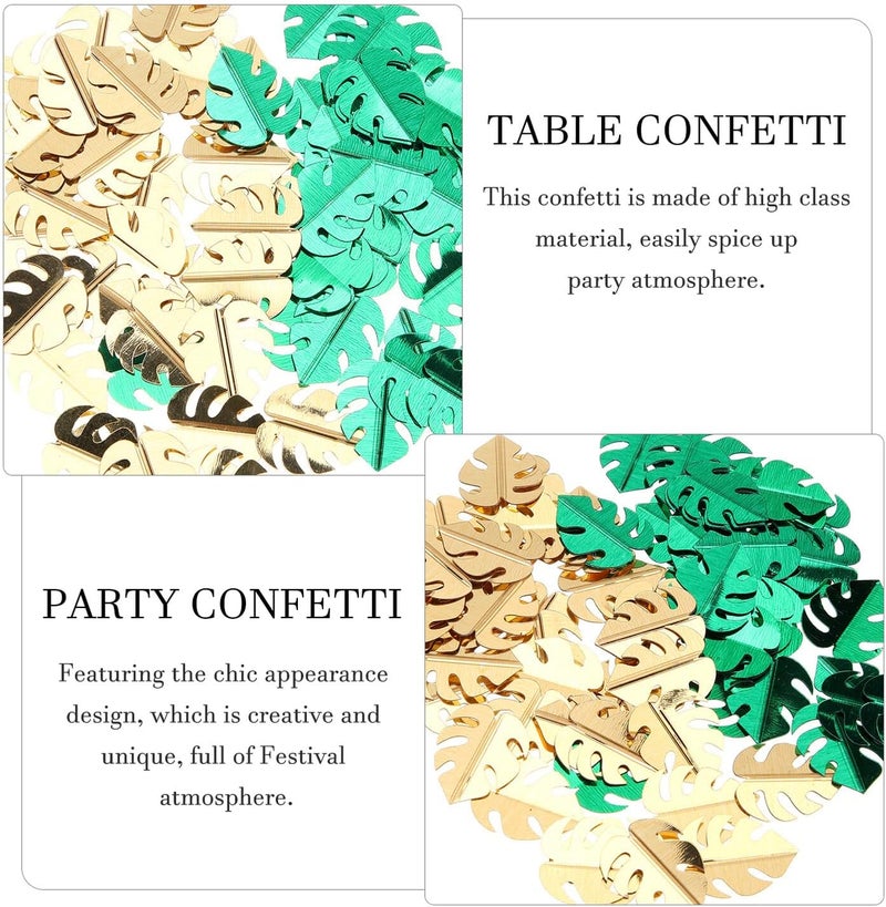 KICHOUSE Tropical Hawaiian Party Confetti Set with Emerald and Metallic Monstera Leaf Table Scatters, Summer Luau Decoration for Birthday, Wedding, and Fiesta Party Supplies - Image 3
