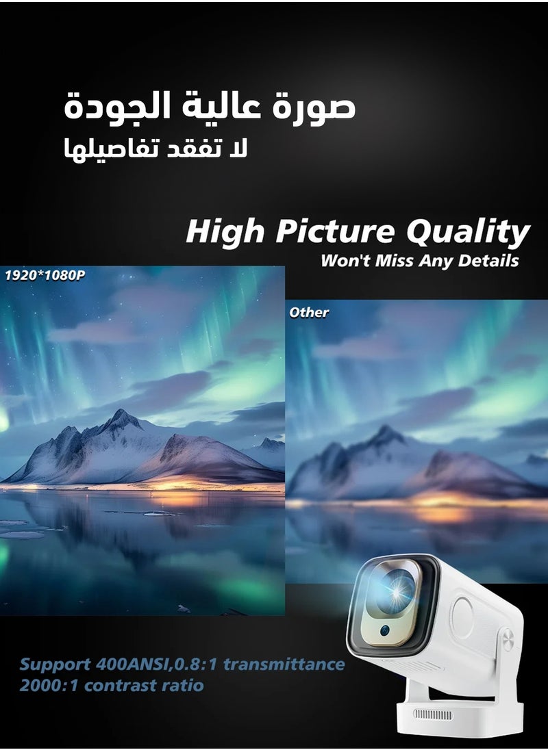 Mini 4K Smart Projector – Portable Home Theater, Wi-Fi & Bluetooth, Built-in Speaker, HDMI, LED Display