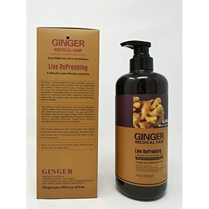 GINGER MEDICAL HAIR SHAMPOO, Promotes Hair Strength & Thickness with increased volume & reducing breakage (800 ML) WITH HERBAL INGREDIENTS (Shampoo), 27.0 Fl Oz, 1 - Image 3