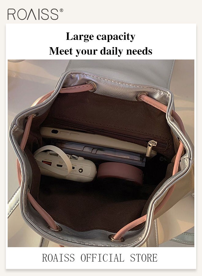 roaiss Girls Stylish Backpack, Adorable Mini Backpcak with Drawstring Closure and Adjustable Strap, Casual Small Daypack for Girls, Perfect for Commuting, College, Dating and Outdoor Activities - Image 3