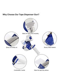 JARLINK Packing Tape Dispenser Gun (2 Pack) With 2 Rolls Tape 2 Inches Lightweight Industrial Side Loading Tape Dispenser For Shipping Packaging Moving Sealing (Grey & Blue)  - Image 3