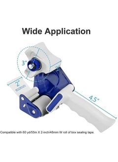 JARLINK Packing Tape Dispenser Gun (2 Pack) With 2 Rolls Tape 2 Inches Lightweight Industrial Side Loading Tape Dispenser For Shipping Packaging Moving Sealing (Grey & Blue)  - Image 4