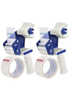 JARLINK Packing Tape Dispenser Gun (2 Pack) With 2 Rolls Tape 2 Inches Lightweight Industrial Side Loading Tape Dispenser For Shipping Packaging Moving Sealing (Grey & Blue)  - Image 1