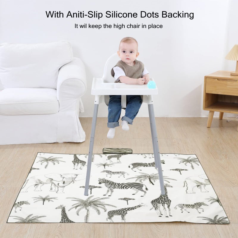 Insular Baby Splat Mat for Under High Chair/Arts/Crafts, Anti Slip and Waterproof Splash Mat for Floor, Portable Picnic Mat, 51x51 Inch, Safari - Image 4