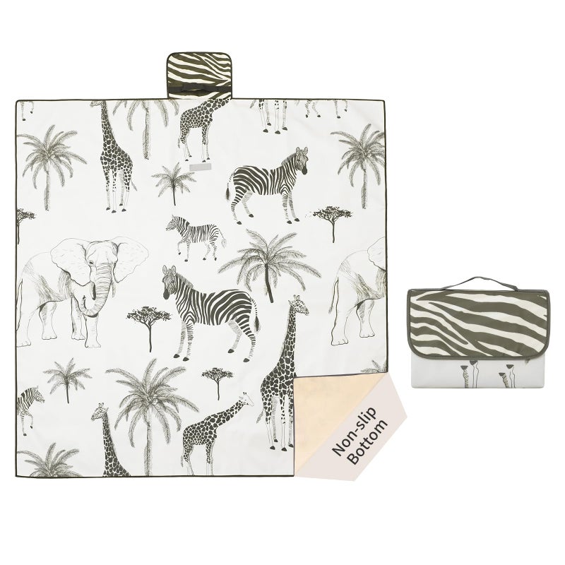 Insular Baby Splat Mat for Under High Chair/Arts/Crafts, Anti Slip and Waterproof Splash Mat for Floor, Portable Picnic Mat, 51x51 Inch, Safari - Image 1