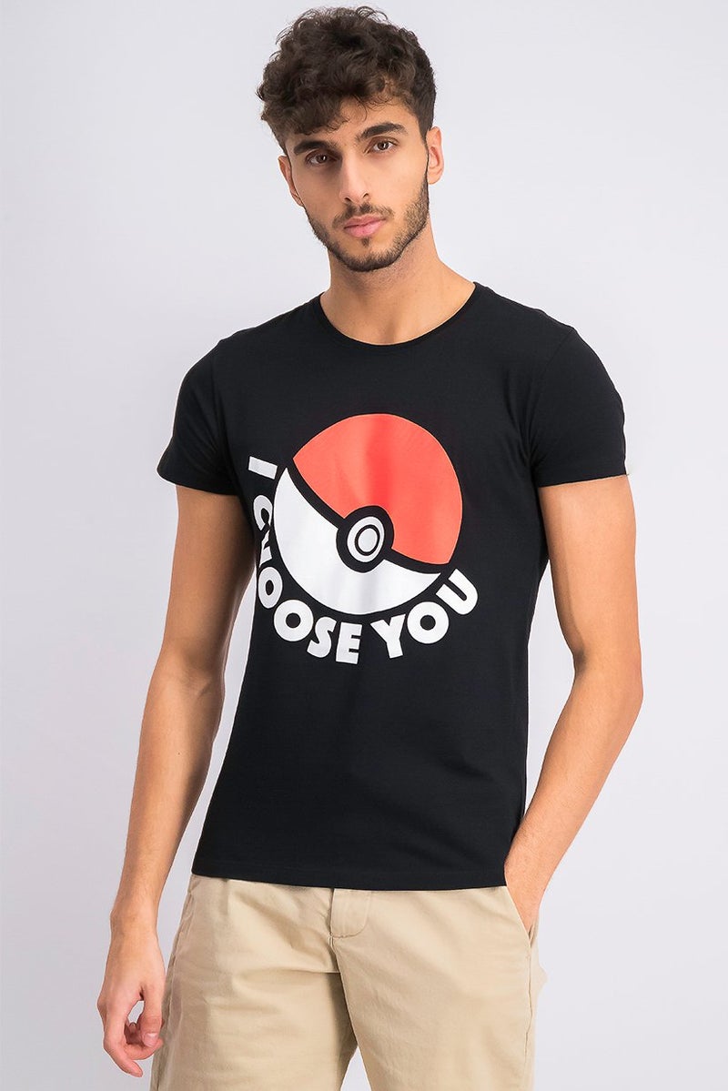 DIFUZED Men Crew Neck Short Sleeve Graphic Tee, Black - Image 1