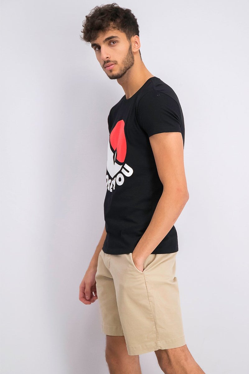 DIFUZED Men Crew Neck Short Sleeve Graphic Tee, Black - Image 3
