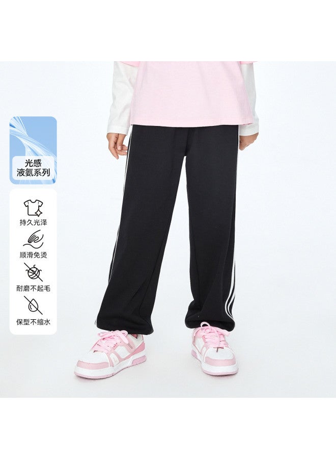 Annil Girls' Full Elastic Waist Knit Pants - Anti-wrinkle Non-stretch Casual Joggers With Cuffed Hem, Straight Leg Sport Pants For Spring/autumn - Image 2