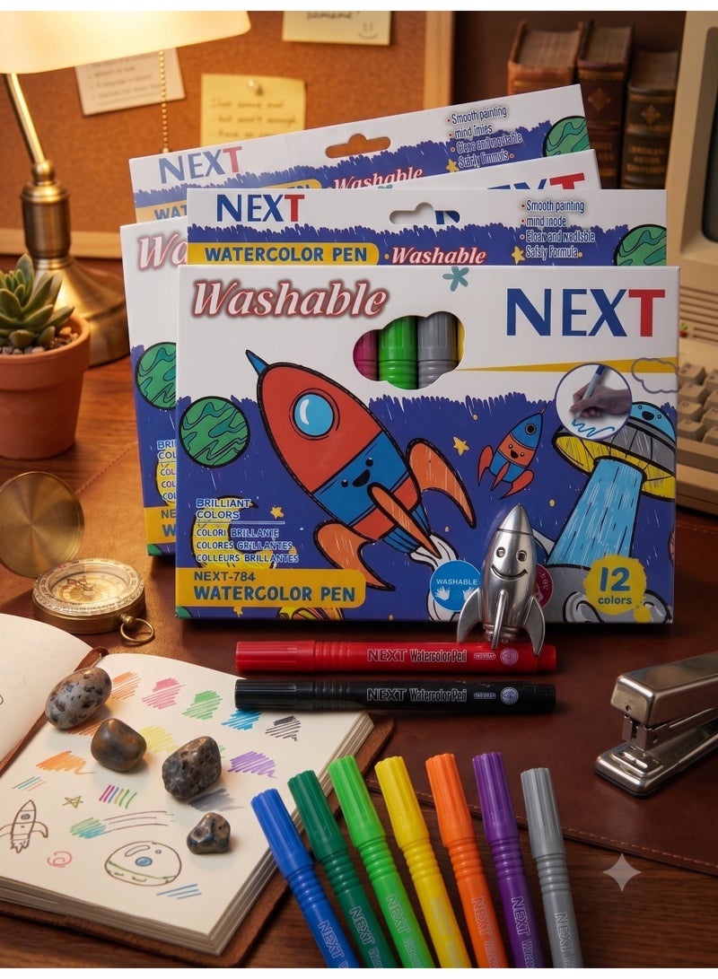 NEXT Washable Watercolor Pen Space Theme Set Multicolour 12-Piece NEXT-784 - Image 5