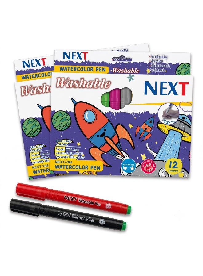 NEXT Washable Watercolor Pen Space Theme Set Multicolour 12-Piece NEXT-784 - Image 2