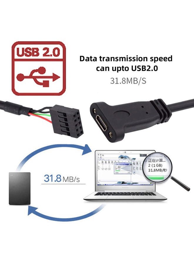 CY Cable USB 3.1 Type C USB-C Female to USB 2.0 Motherboard 9pin 10pin Header Cable with Bracket Single Port - Image 3