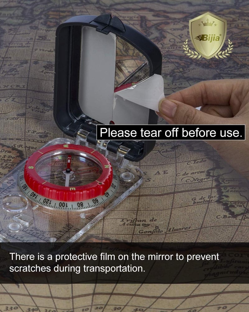 BIJIA Orienteering Map Compass -Sighting Mirror Compass with Adjustable Declination,Clinometer and LED light for Hiking, Camping,Orienteering,Hunting,Global Mountaineering,Navigating and SAR training. - Image 3