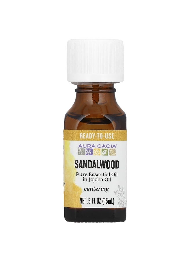 Aura Cacia Aura Cacia, Pure Essential Oil in Jojoba Oil, Sandalwood, 0.5 fl oz (15 ml)  - Image 1