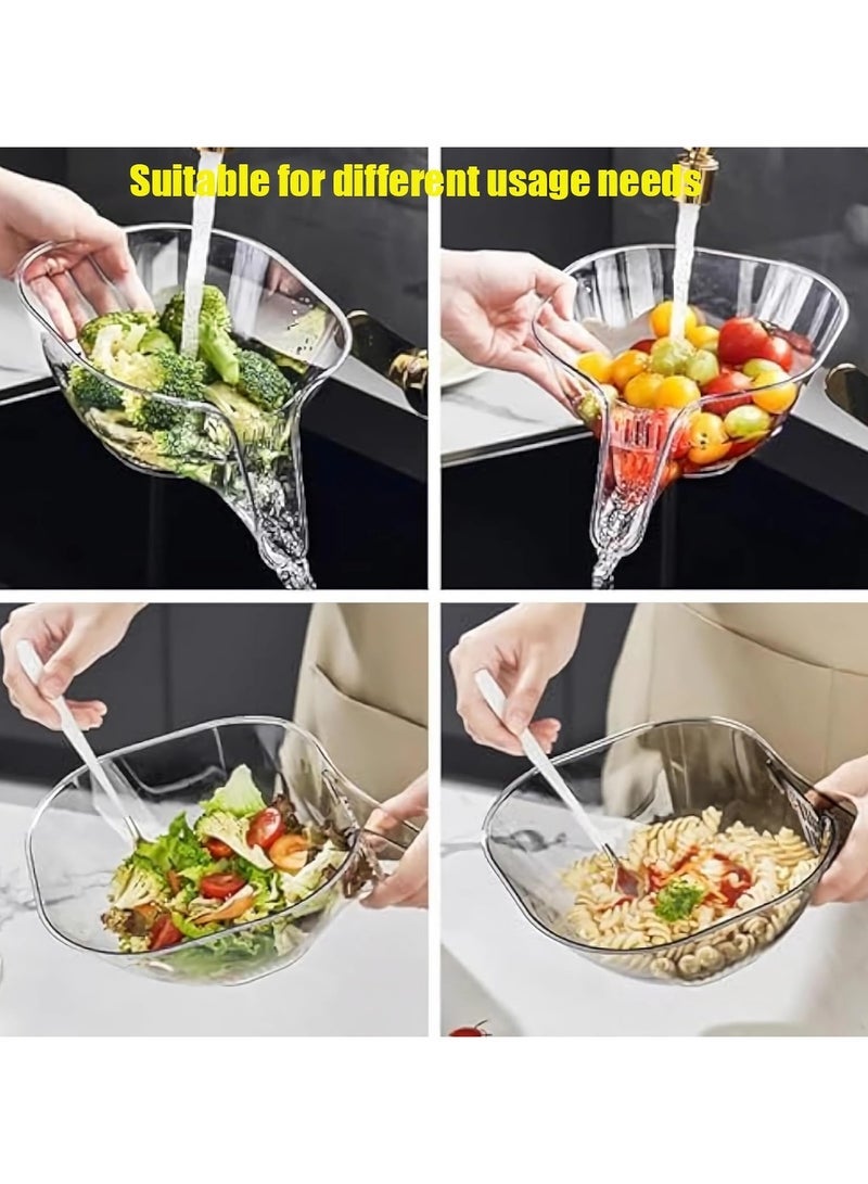كابتن تيك New Multifunctional Drain Basket*2, Kitchen Sink Food Collector Strainer bowl With Spout, Suitable for Food Filter Cleaning Fruit and Vegetable Drainage Basket Funnel, Transparent grey+Transparent - Image 2
