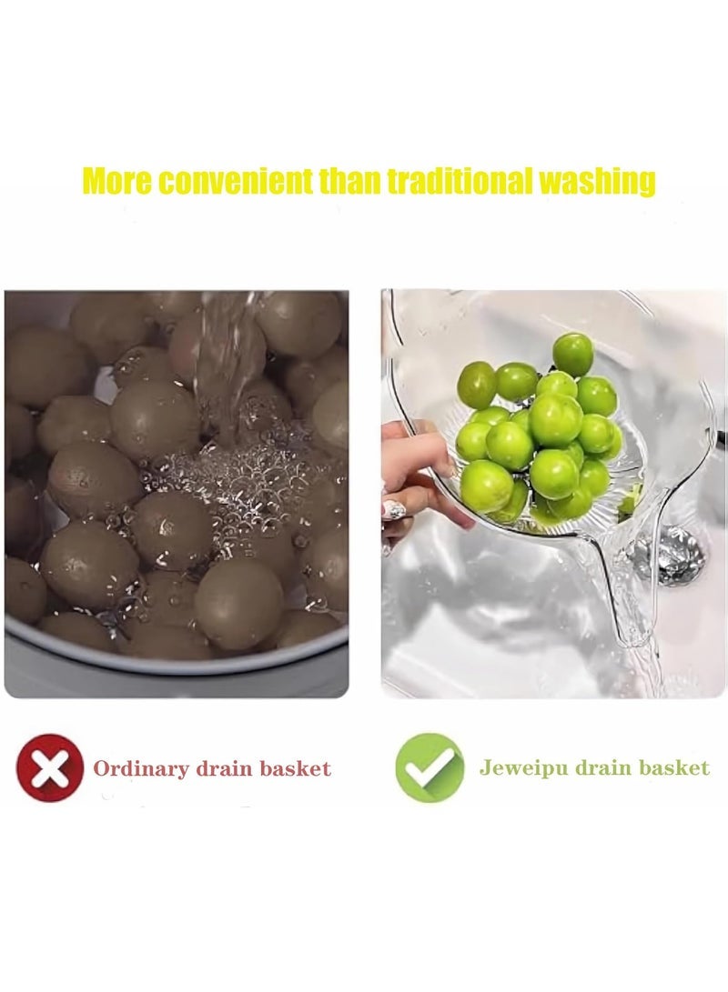 كابتن تيك New Multifunctional Drain Basket*2, Kitchen Sink Food Collector Strainer bowl With Spout, Suitable for Food Filter Cleaning Fruit and Vegetable Drainage Basket Funnel, Transparent grey+Transparent - Image 4