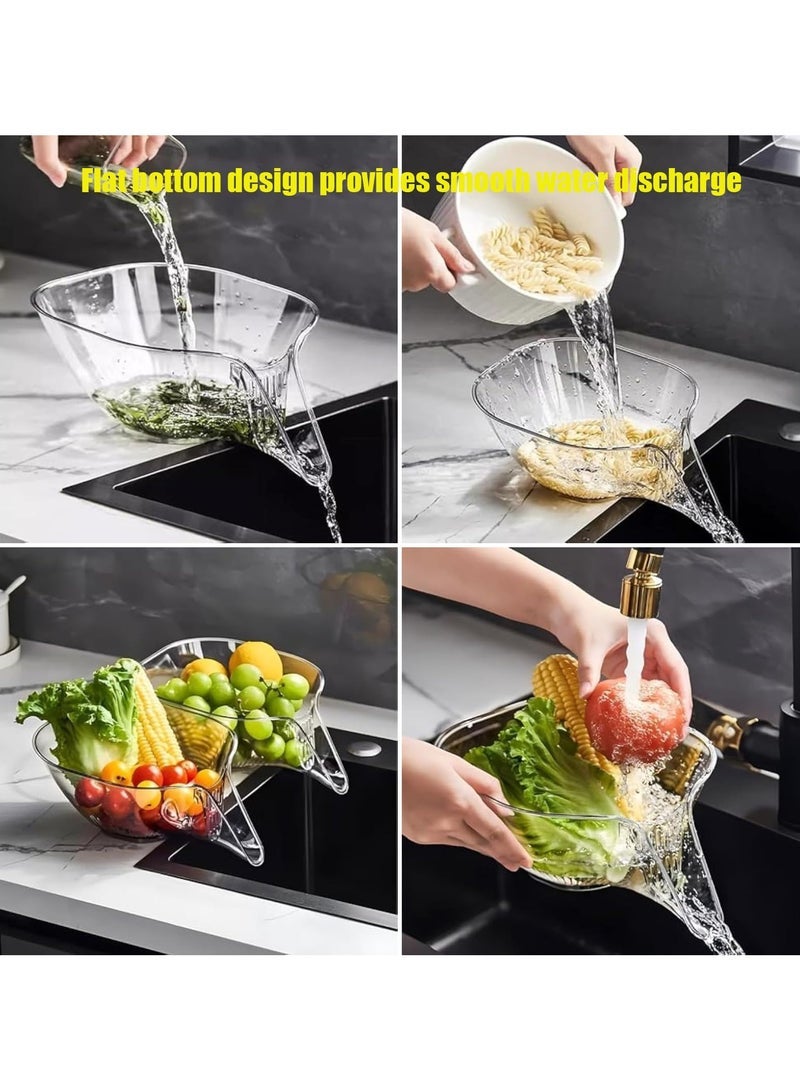 كابتن تيك New Multifunctional Drain Basket*2, Kitchen Sink Food Collector Strainer bowl With Spout, Suitable for Food Filter Cleaning Fruit and Vegetable Drainage Basket Funnel, Transparent grey+Transparent - Image 3